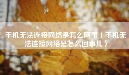 手机无法连接网络是怎么回事（手机无法连接网络是怎么回事儿）
