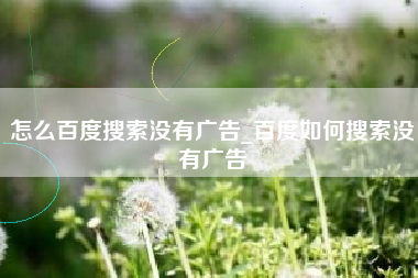 怎么百度搜索没有广告_百度如何搜索没有广告